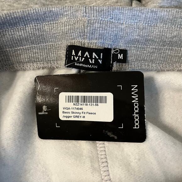 Boohoo Man Basic Skinny Fit Fleece Jogger in Grey Size Medium - Picture 5 of 7